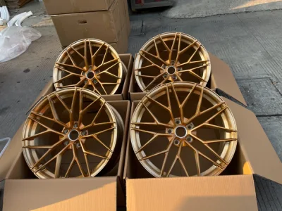 Rodas de liga leve forjadas 18 19 20 21 22 23 24 polegadas Gold Chrome Duo Color Atacado Alloy Car Jantes 5 Hole 5 Spoke Car Alumínio Alloy Wheels Rim